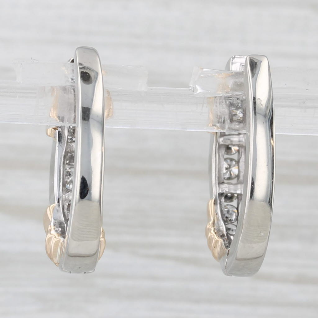 Light Gray 0.40ctw Diamond Hoop Earrings 10k White Yellow Gold Hinged Oval Hoops