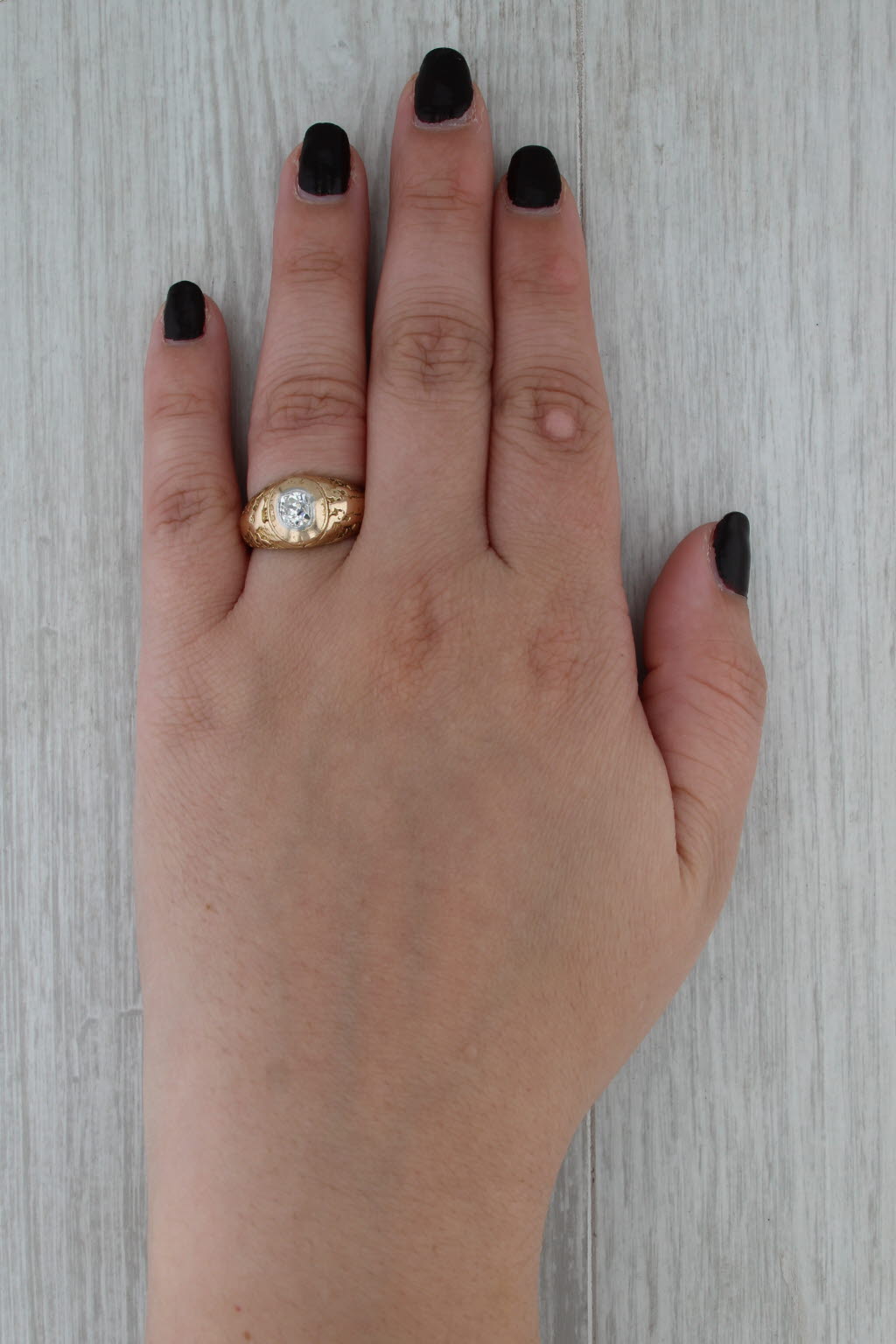 1935 Vintage Tiffany US Navel Academy Ring w/ Box 0.85ct Diamond USNA Size 7.5