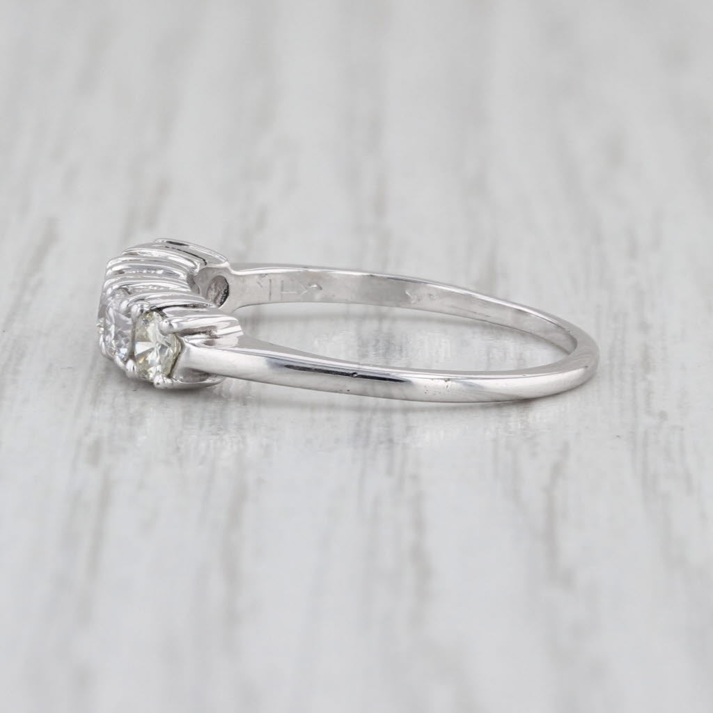 Vintage 0.70ctw Diamond Wedding Band 14k White Gold Stackable Anniversary Ring