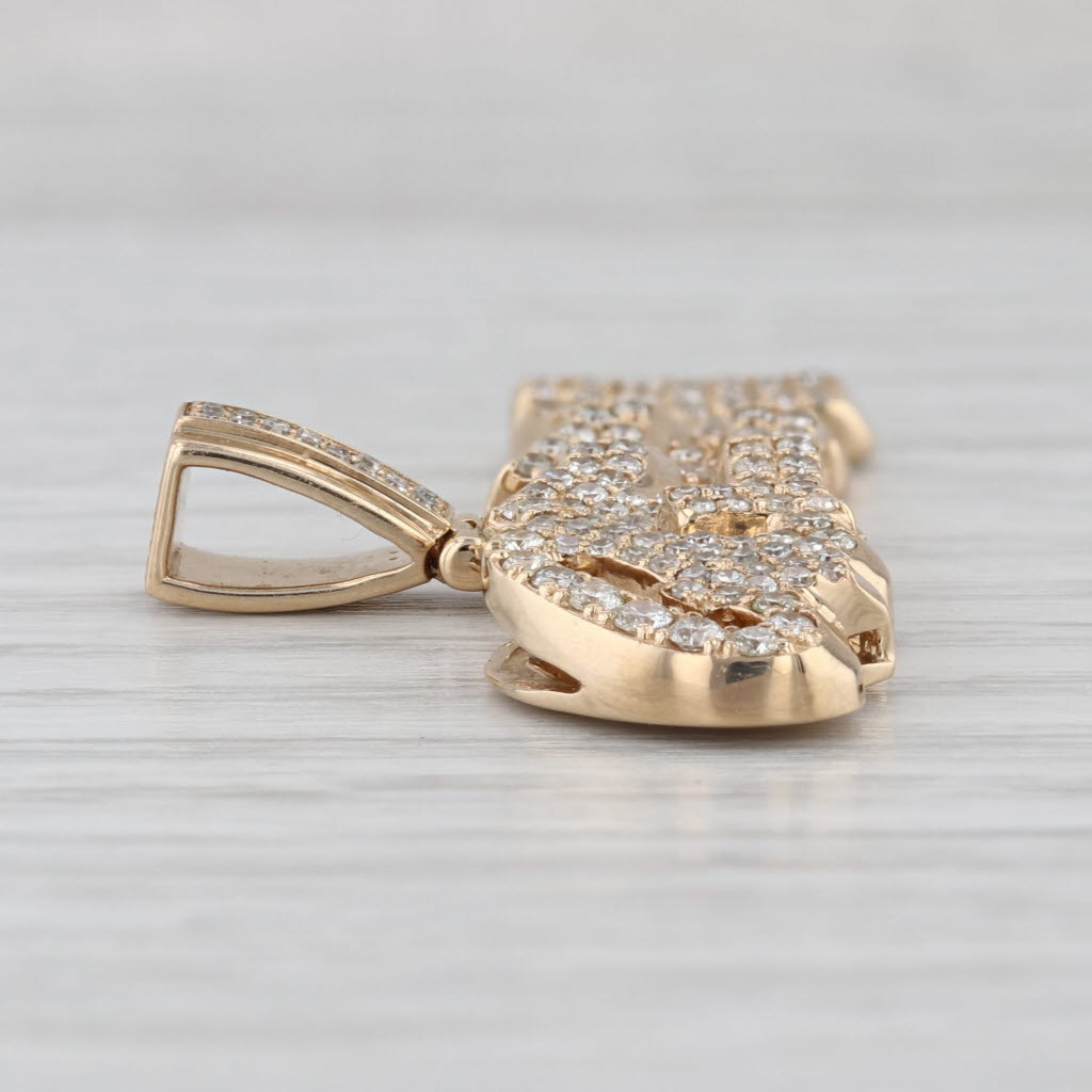 1.18ctw Diamond Queen Statement Pendant 10k Yellow Gold