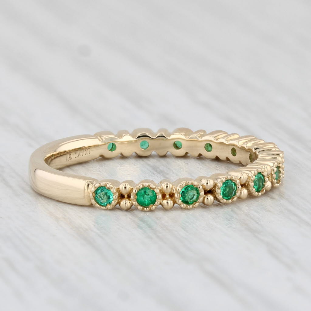 Light Gray New 0.17ctw Stackable Emerald Ring 14k Yellow Gold Wedding Band Size 6.5