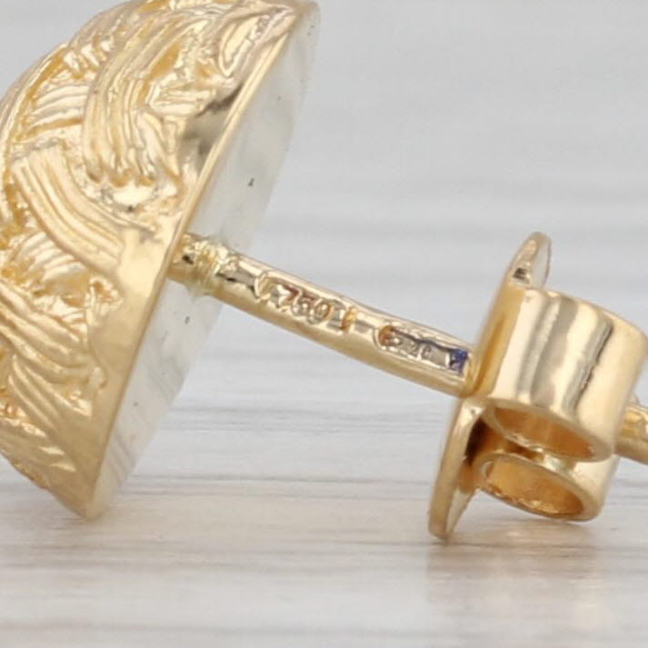 Italian Basket Weave Button Stud Earrings 18k Yellow Gold Dome Studs