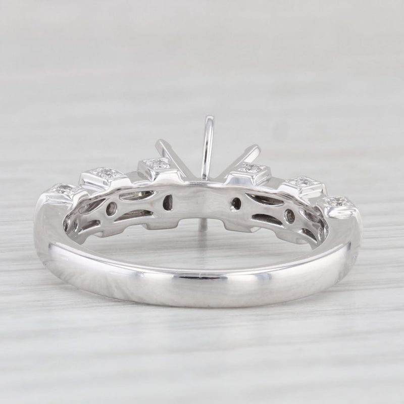 New 0.75ctw Diamond Semi Mount Engagement Ring 18k White Gold Size 6.5
