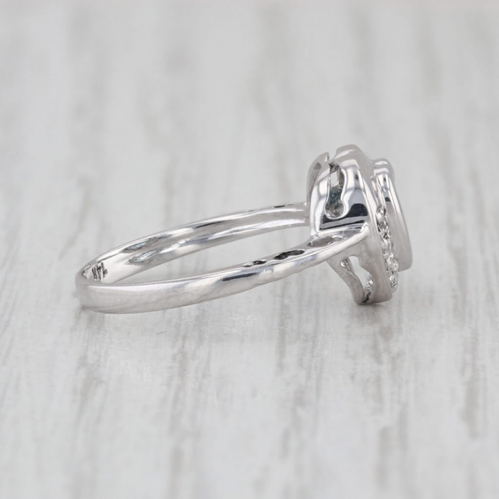 0.98ctw Blue Topaz Diamond Heart Ring 14k White Gold Size 5.5