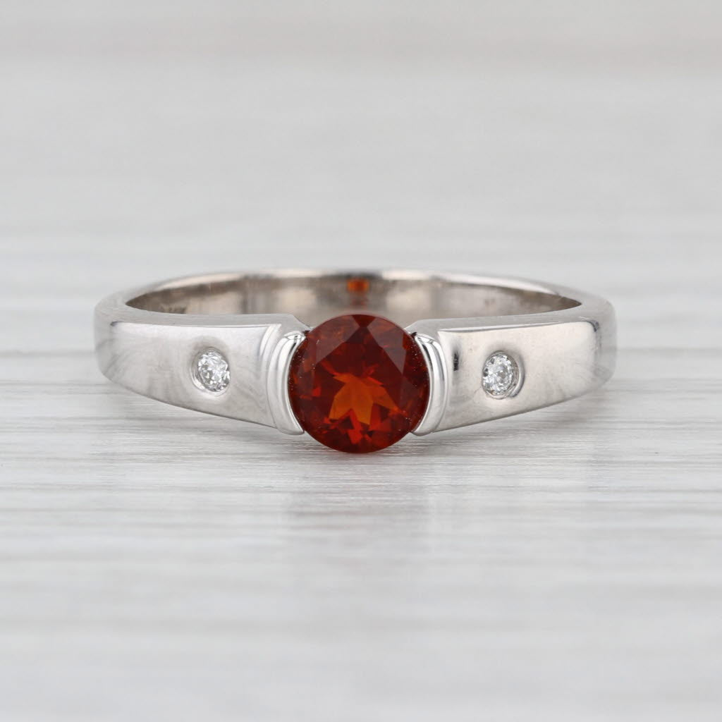 0.44ctw Madeira Citrine Diamond Ring 14k White Gold Size 6.25 Stackable