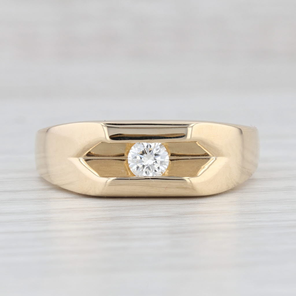 Light Gray 0.35ct Diamond Solitaire Ring 14k Yellow Gold Size 11.75 Men's Wedding Band