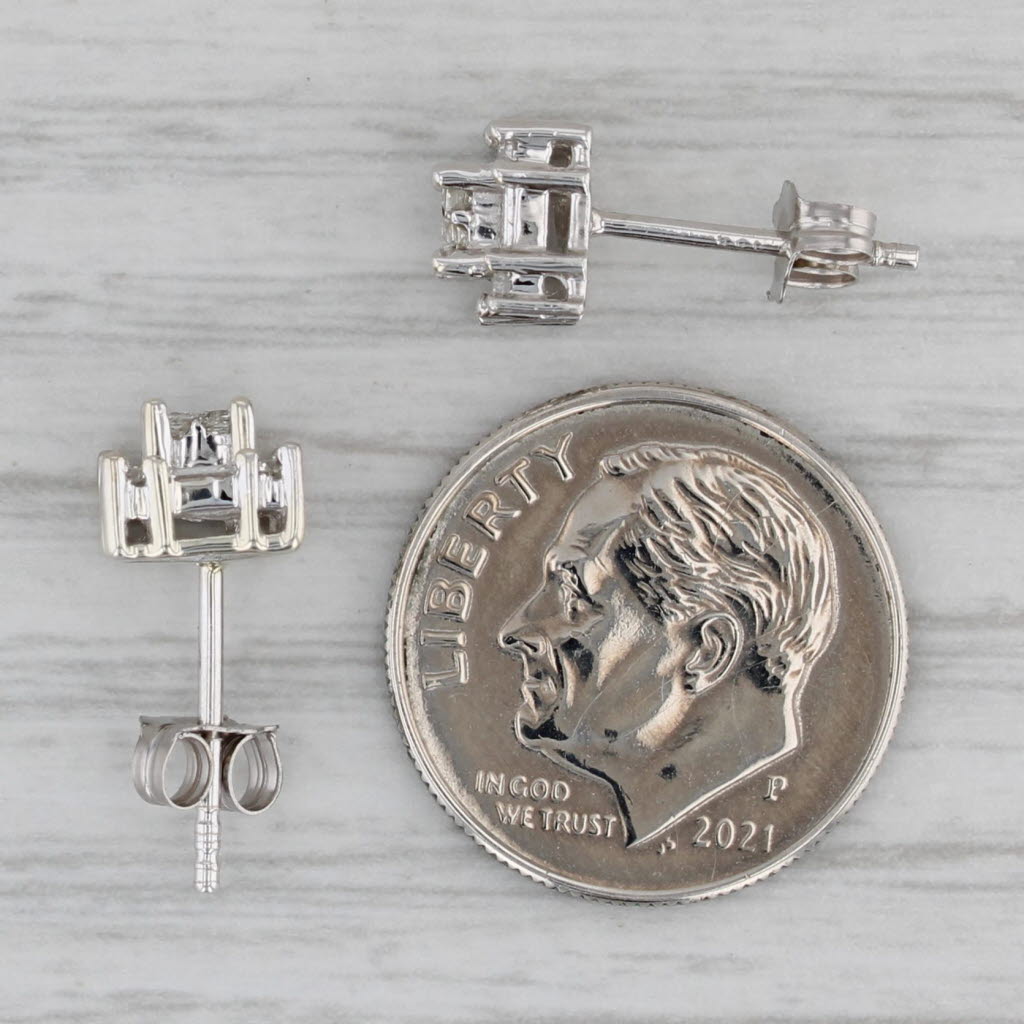 Gray 0.42ctw Princess Halo Stud Earrings 14k White Gold