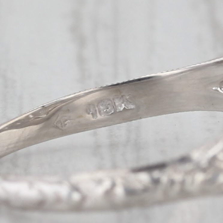 Art Deco 0.23ctw Diamond Engagement Ring 18k White Gold Filigree Size 6.5