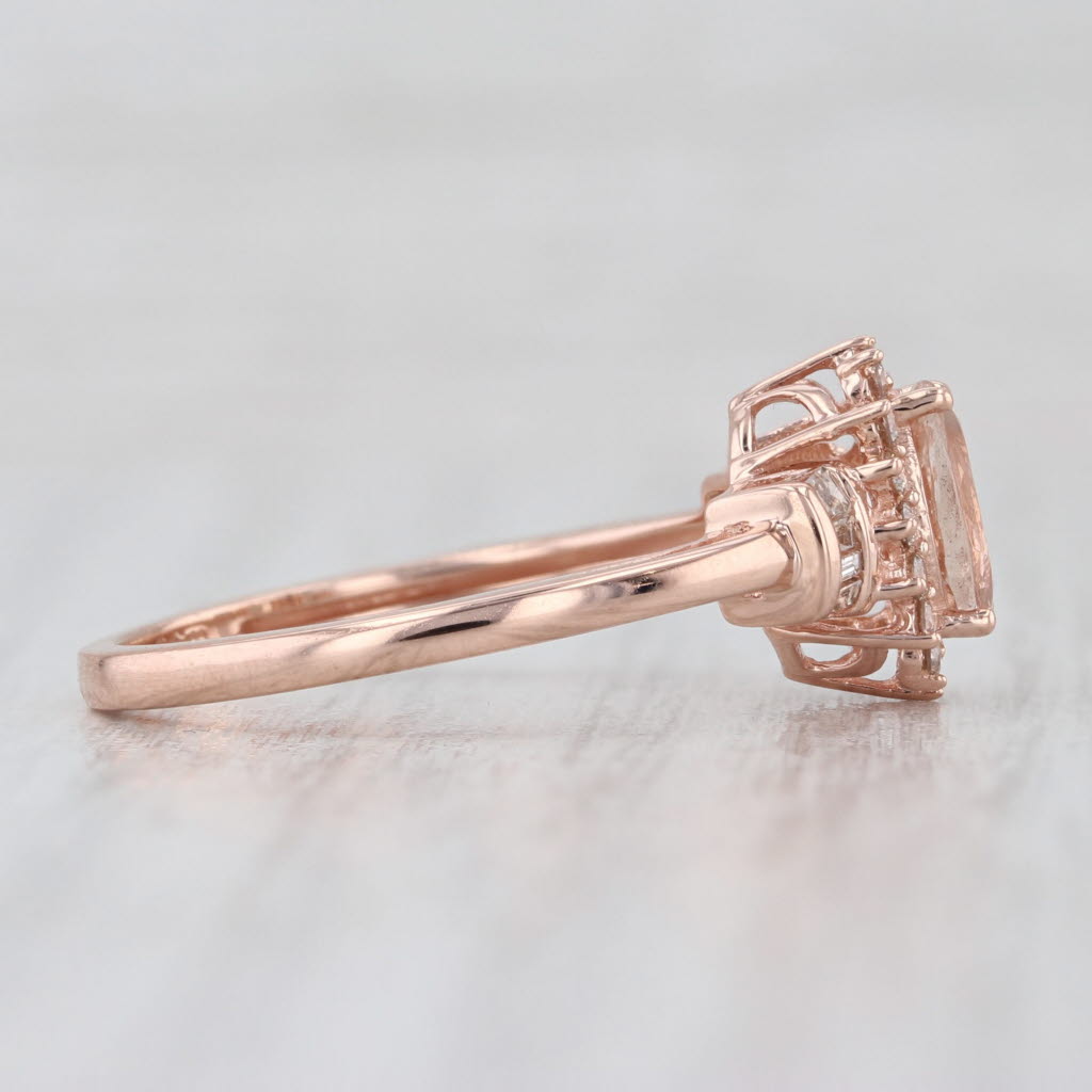 0.94ctw Morganite Diamond Halo Ring 10k Rose Gold Size 7 Engagement