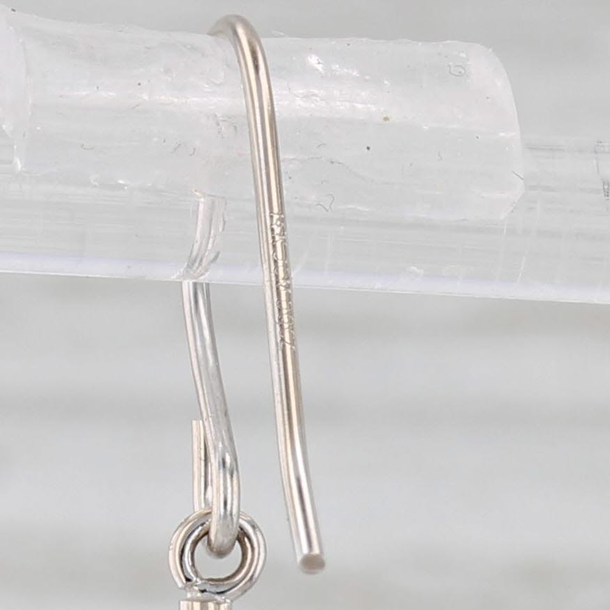 Light Gray Cubic Zirconia Teardrop Earrings 14k White Gold Hook Post Dangles