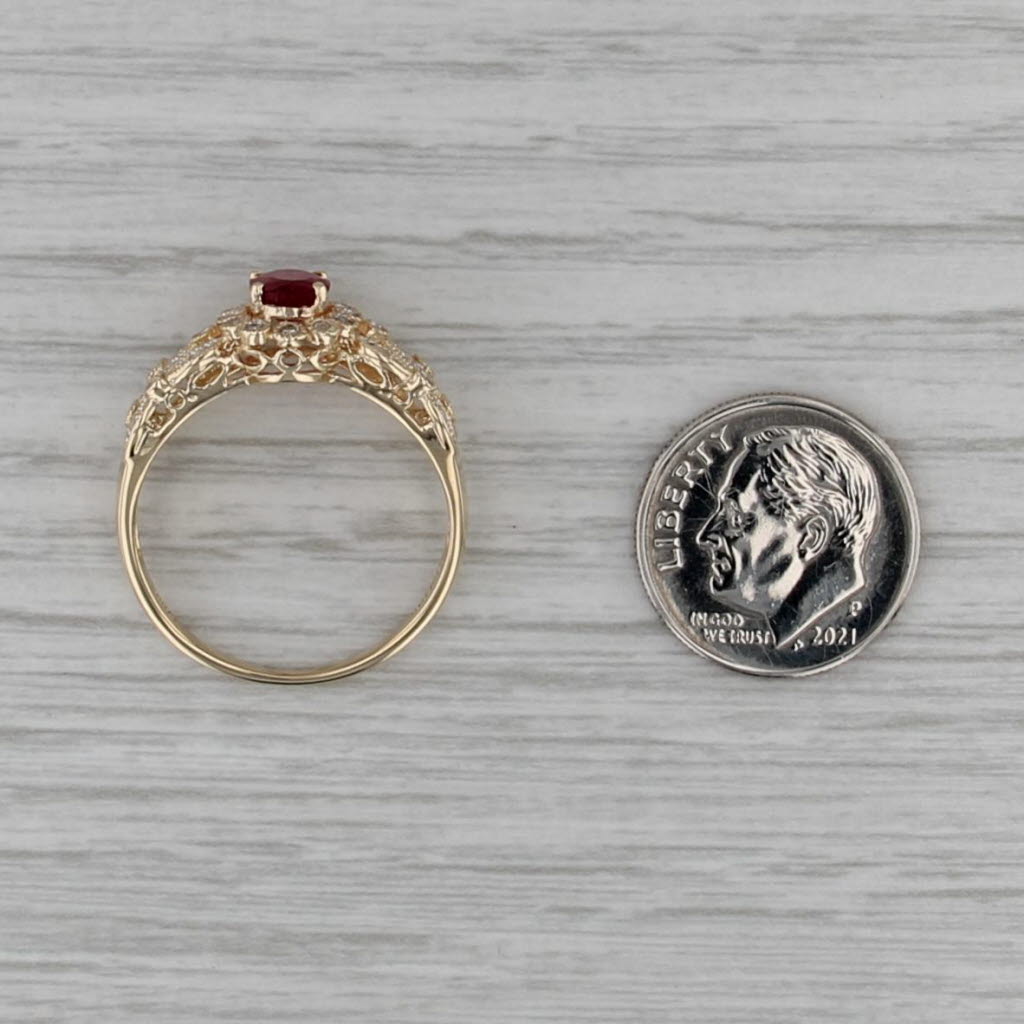1ctw Pink Tourmaline Diamond Ring 10k Yellow Gold Size 9.25