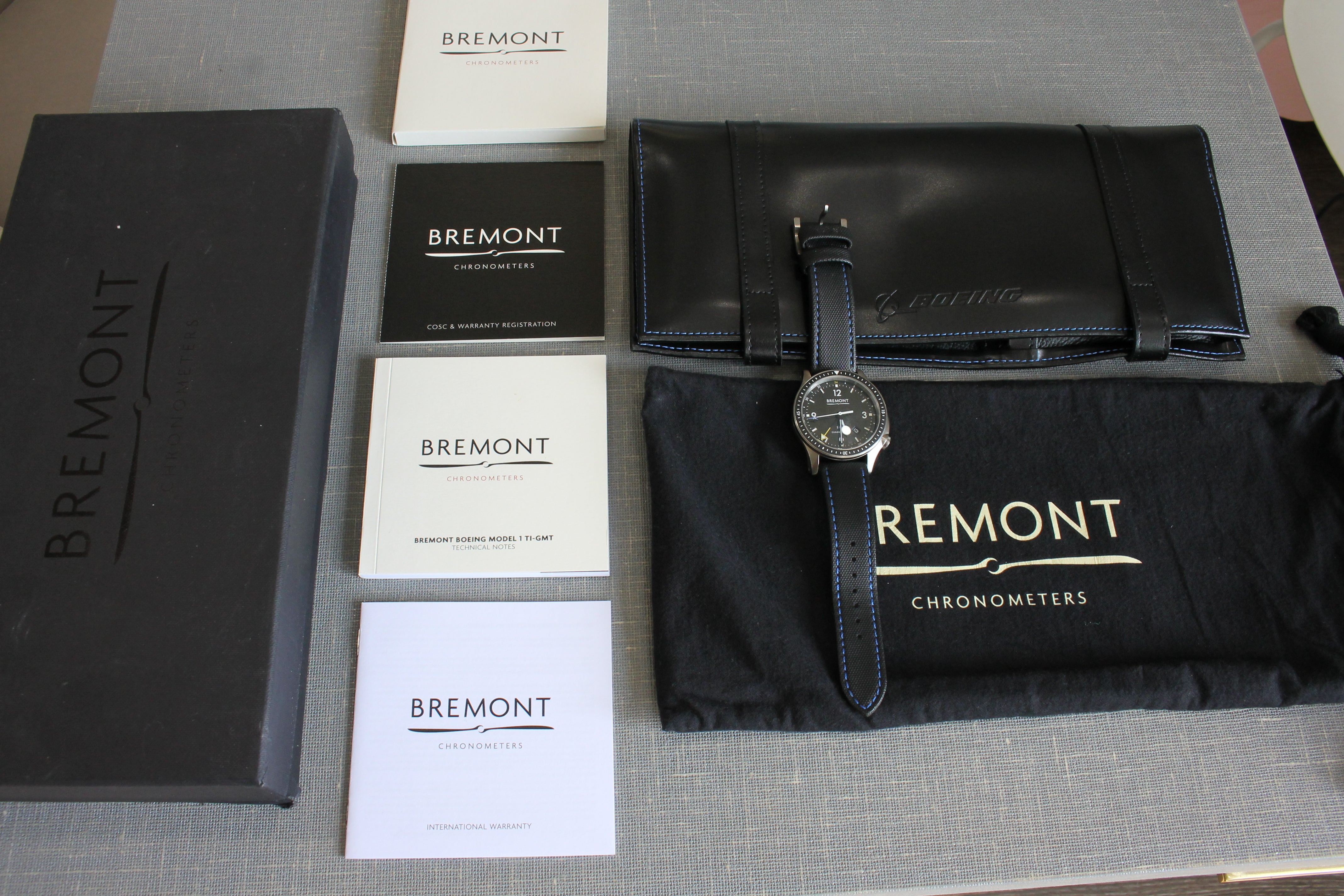 Dark Slate Gray Bremont Boeing Model 1 GMT Chronometer Mens 43mm Automatic Titanium Watch