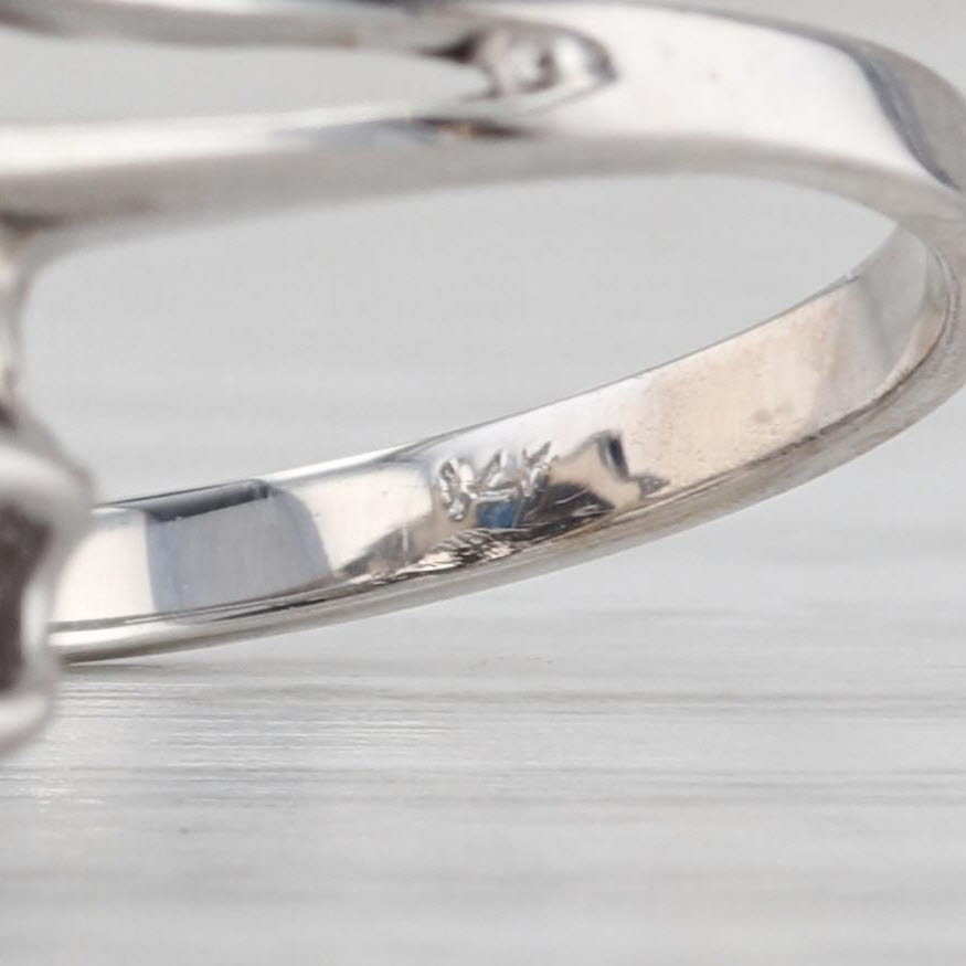 0.89ctw Blue Sapphire Diamond Flower Cluster Bypass Ring 14k White Gold Size 6