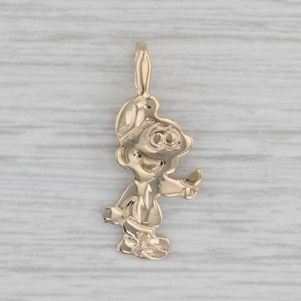 Gray Smurf Pendant 14k Yellow Gold Cartoon Keepsake Charm