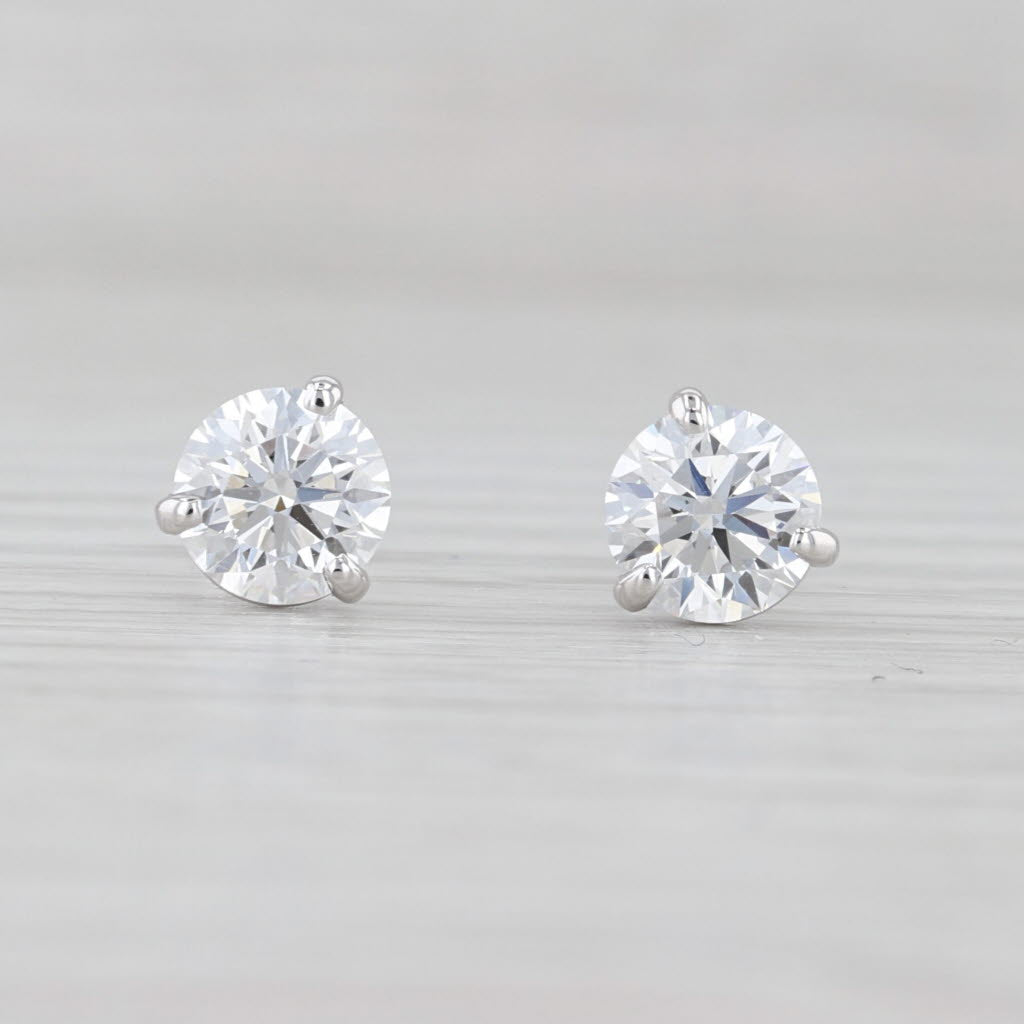 Light Gray New 2.06ctw Round Lab Created Diamond Stud Earrings 14k White Gold VS1 IGI