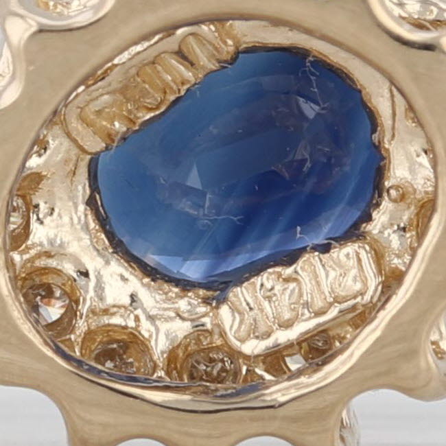 1.35ctw Oval Blue Sapphire Diamond Halo Pendant 14k Yellow Gold