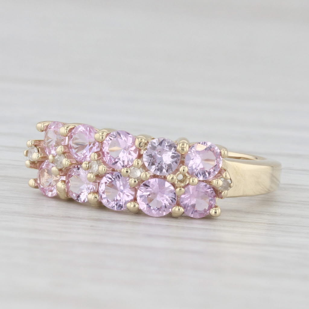 Light Gray 1.63ctw Pink Sapphire Diamond Ring 10k Yellow Gold Size 6 Stackable