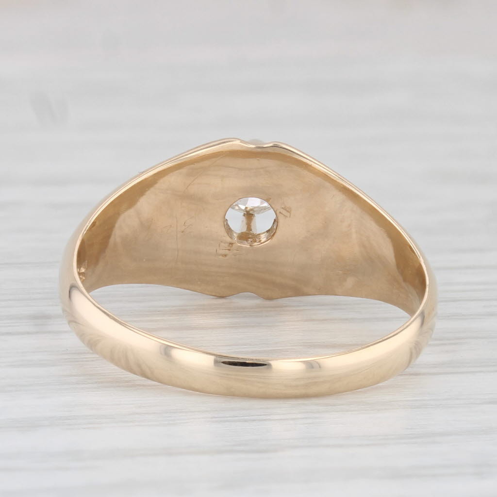 Light Gray Antique 0.33ct Diamond Men's Ring 14k Yellow Gold Belcher Setting Size 9.75
