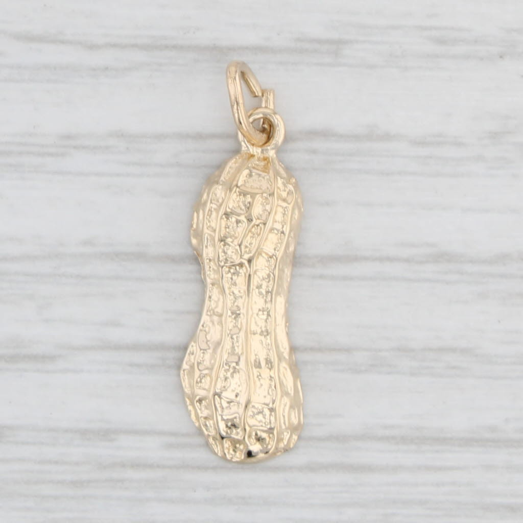 Light Gray Vintage Peanut Charm 14k Yellow Gold Pendant