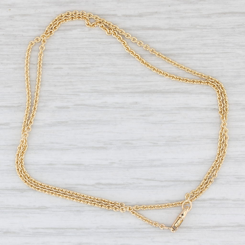 Light Gray Cable Chain Necklace 14k Yellow Gold 15.5" 1.2mm Lobster Clasp