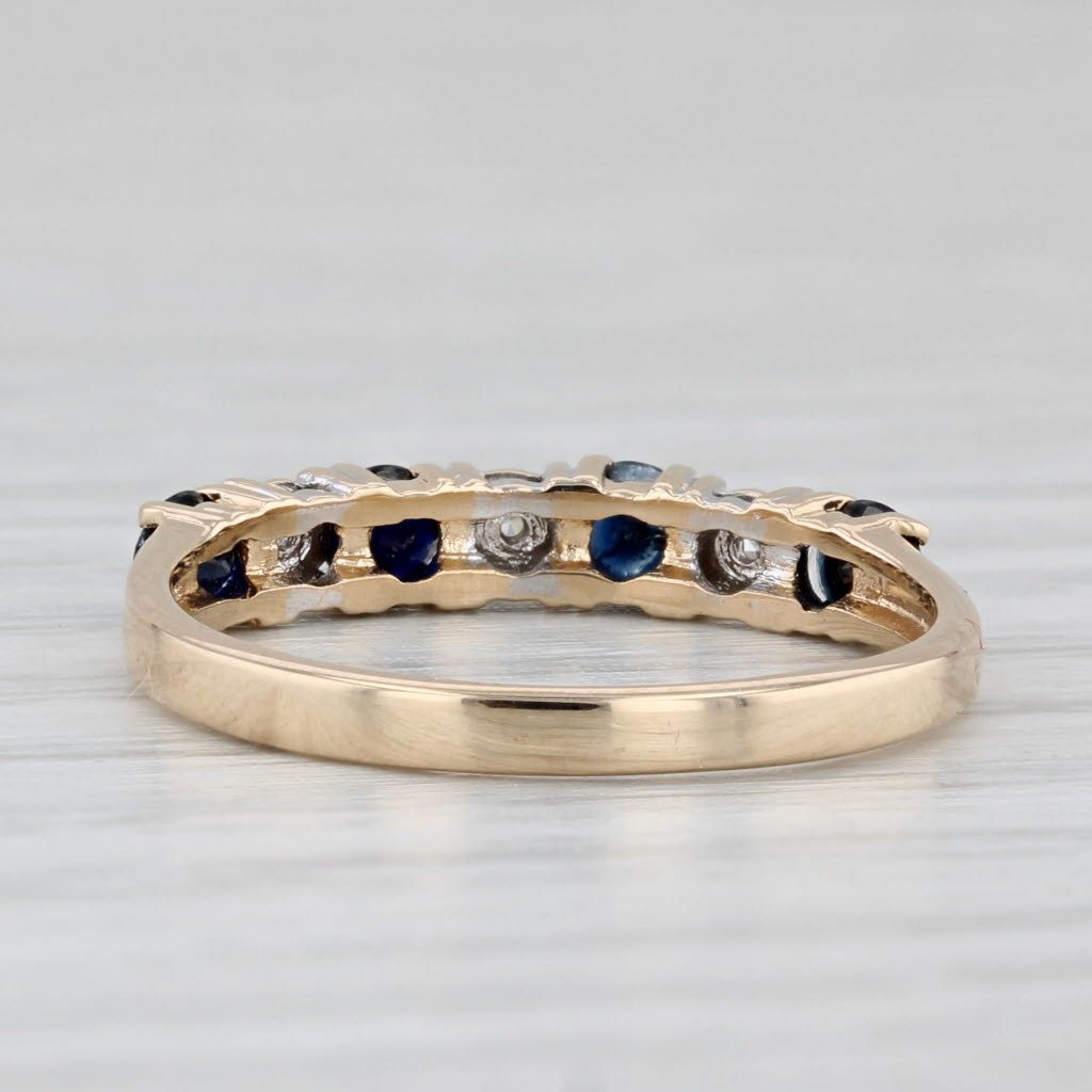 Light Gray 0.40ctw Blue Sapphire Diamond Ring 14k Yellow Gold Size 6 Stackable