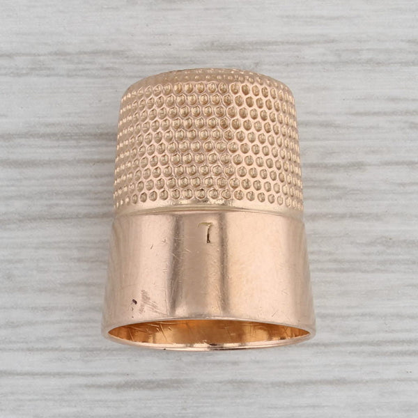 Gray Antique Simons Bros Size 7 Thimble 14k Yellow Gold Engraved Sewing
