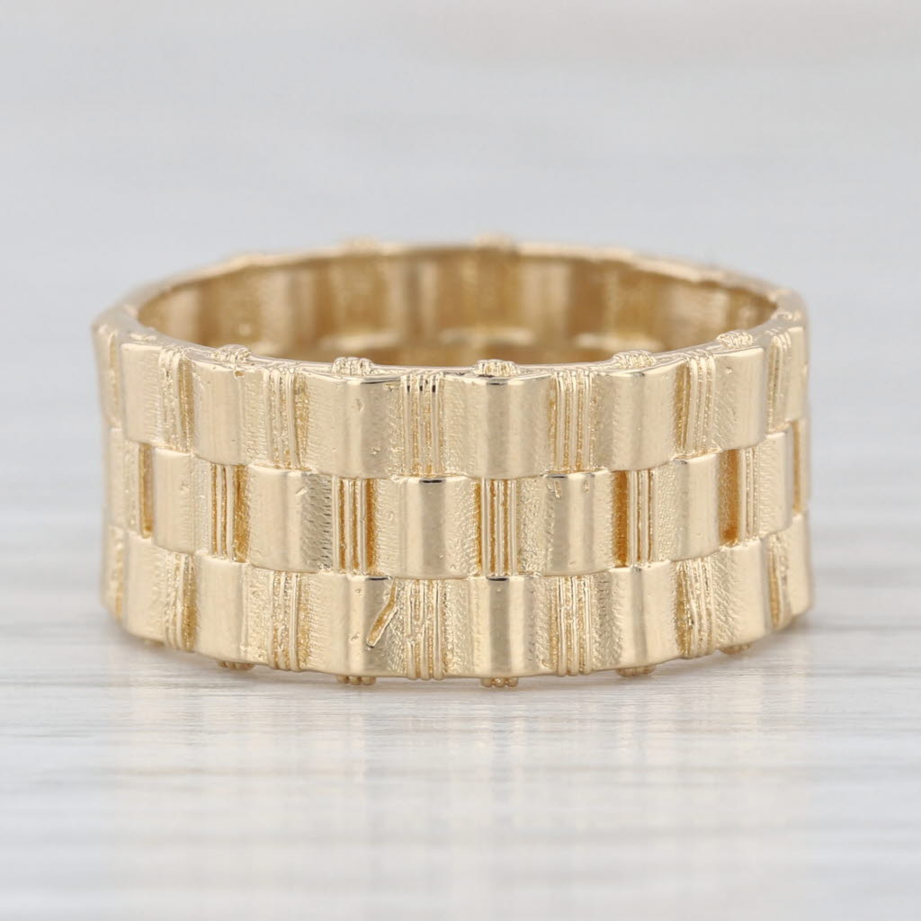 Basket Weave Band 14k Yellow Gold 8.8 mm Size 8 Ring