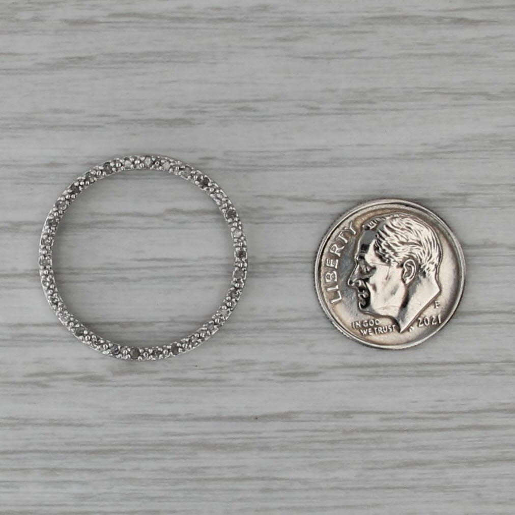 0.18ctw Diamond Eternity Circle Pendant 10k White Gold Floating Drop