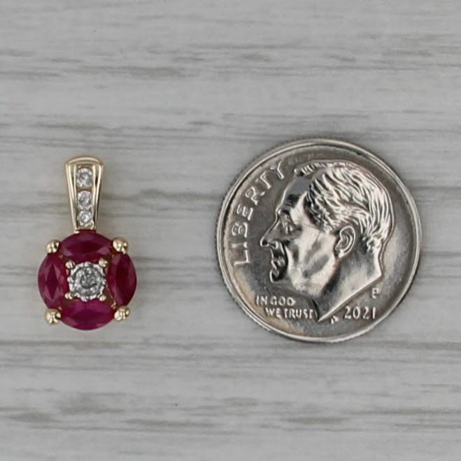 0.80ctw Ruby Diamond Pendant 14k Yellow Gold Small Drop
