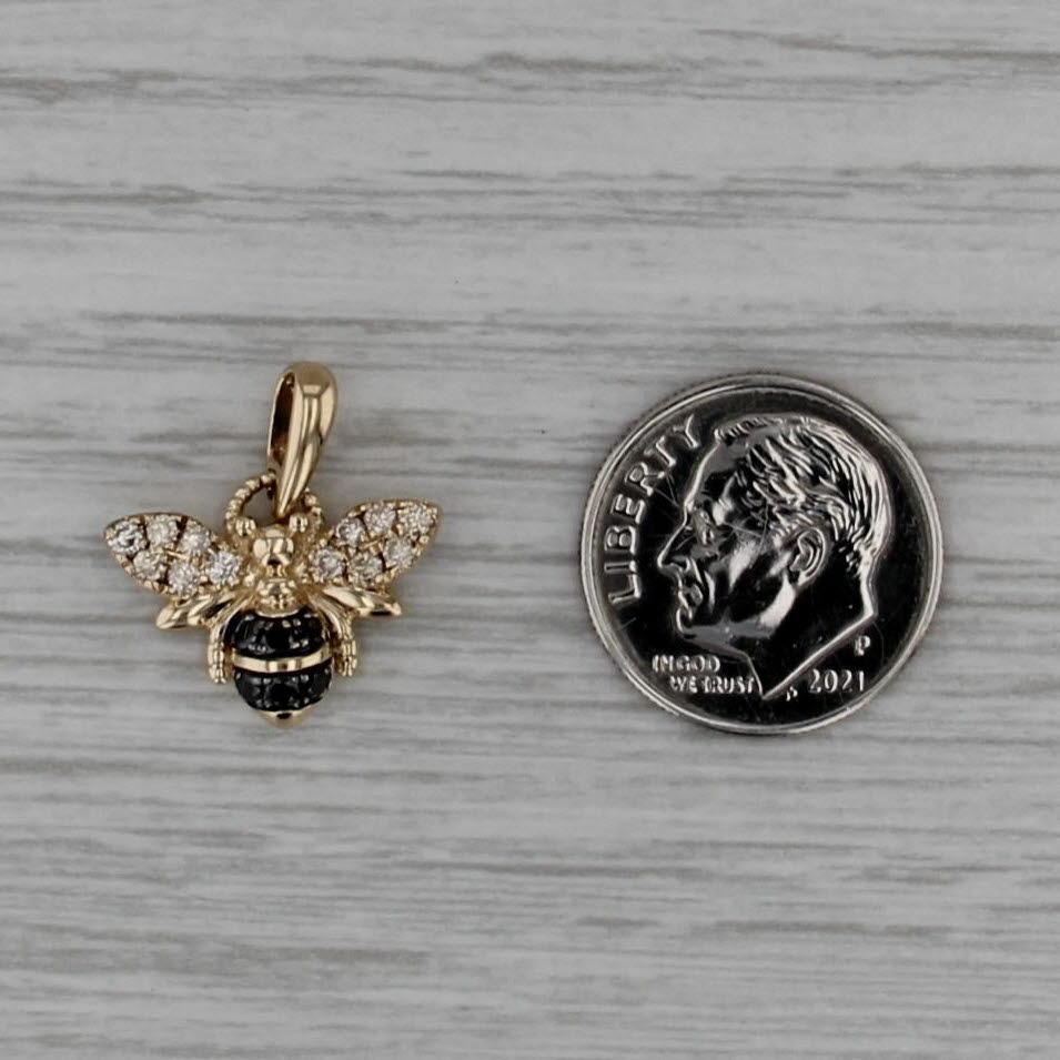 Le Vian 0.29ctw Black Champagne Diamond Bee Pendant 14k Yellow Gold Small Charm