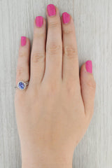 Oval Tanzanite Diamond Halo Ring 14k White Gold Size 7.25 Engagement