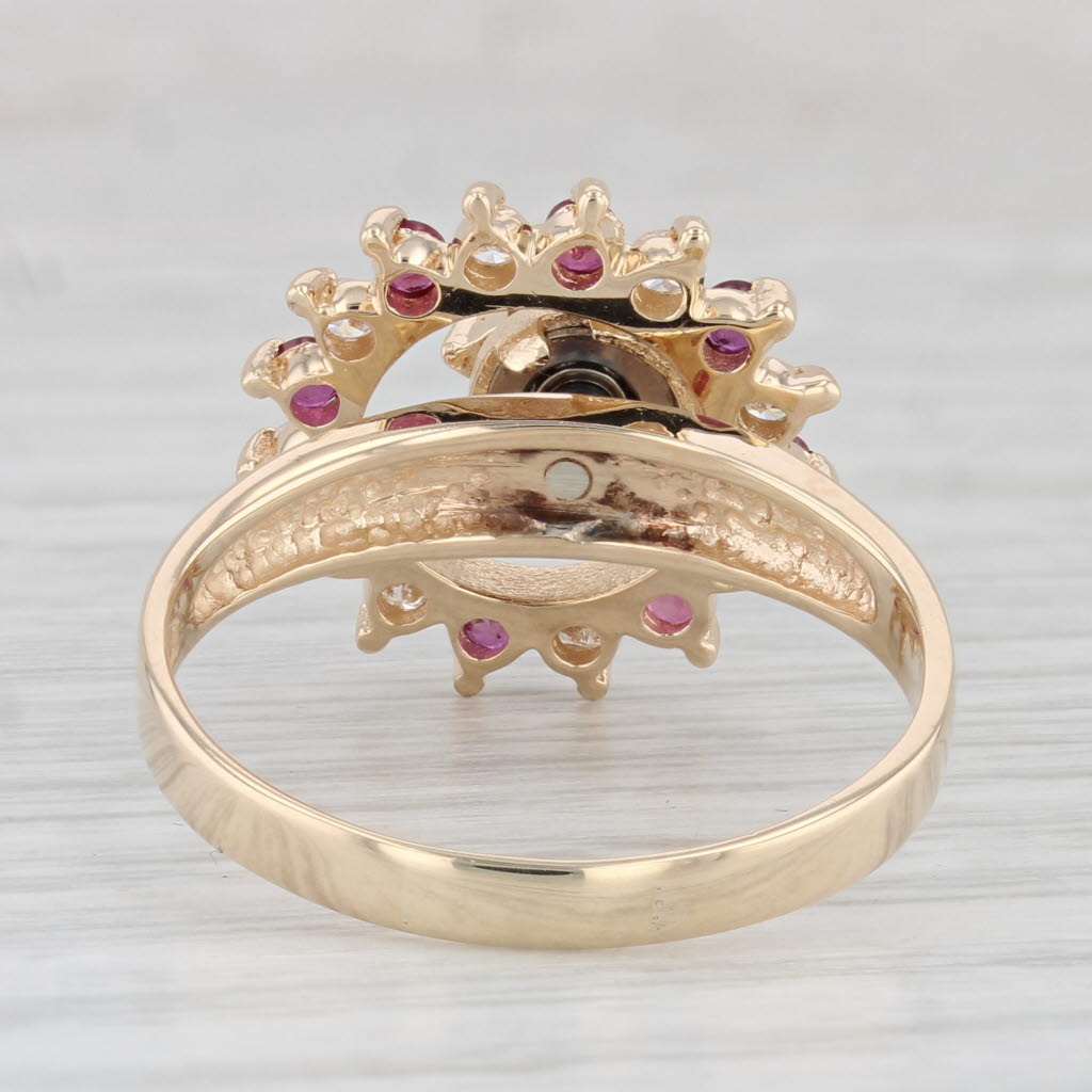 Light Gray 0.70ctw Diamond Ruby Spinner Motion Ring 14k Yellow Gold Size 10 Cocktail