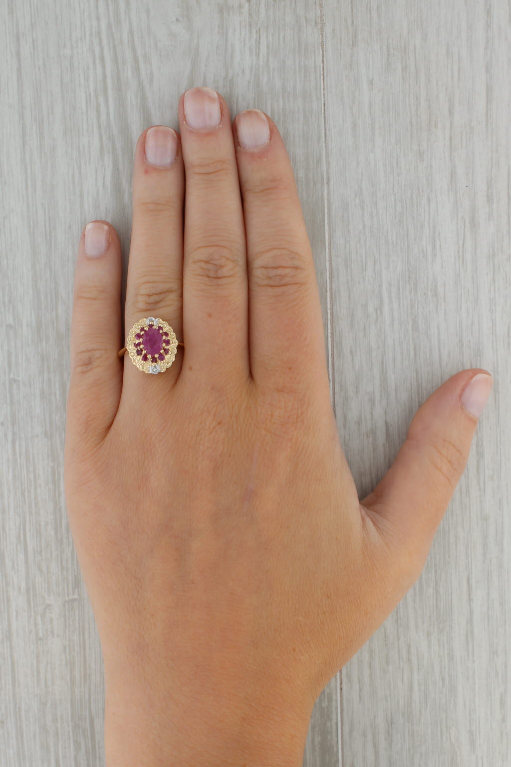 Rosy Brown 1.14ctw Oval Ruby Diamond Ring 14k Yellow Gold Size 7