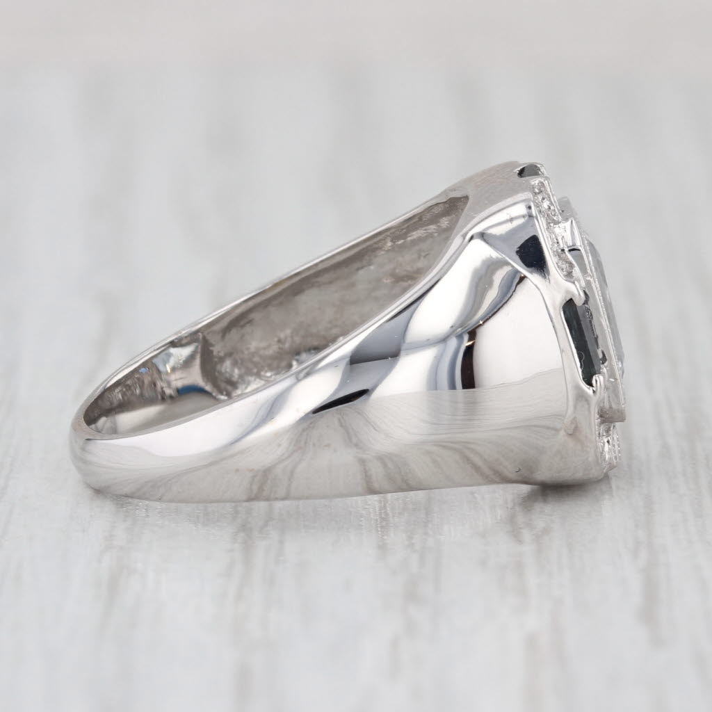 1.87ctw Aquamarine Sapphire Diamond Ring 14k White Gold Size 9