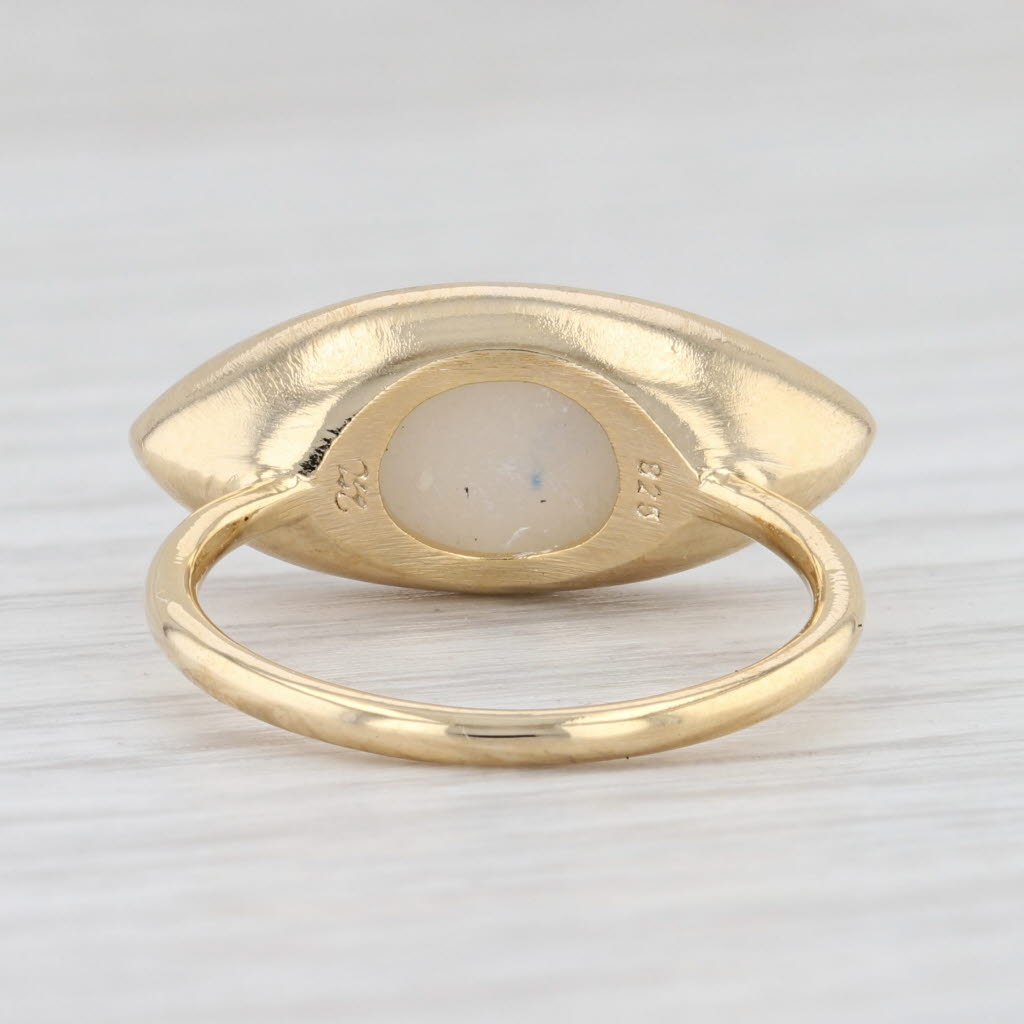 New Nina Nguyen White Druzy Quartz Ring Sz 7 Sterling Silver 22k Gold Vermeil