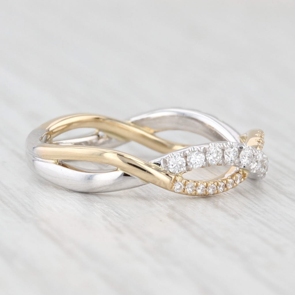 Light Gray New 0.29ctw Woven Diamond Ring 14k White Yellow Gold Wedding Stackable Band 6.75
