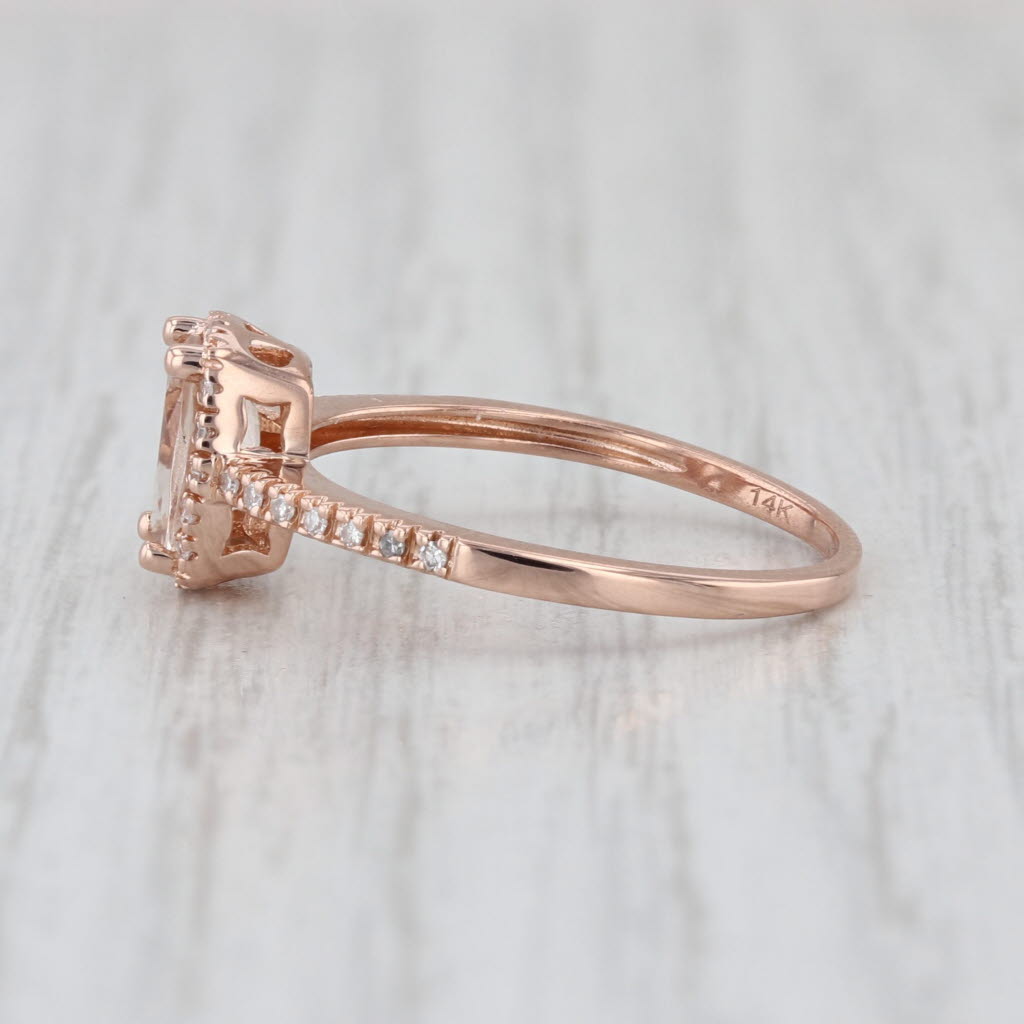 0.81ctw Morganite Diamond Halo Ring 14k Rose Gold Size 7.25 Engagement
