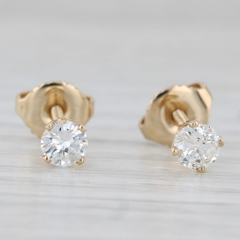 Light Gray 0.38ctw Diamond Round Solitaire Stud Earrings 14k Yellow Gold