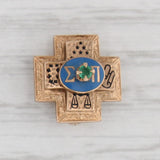 Gray Sigma Pi Cross Pin 10k Gold Emerald Enamel Vintage Fraternity Badge