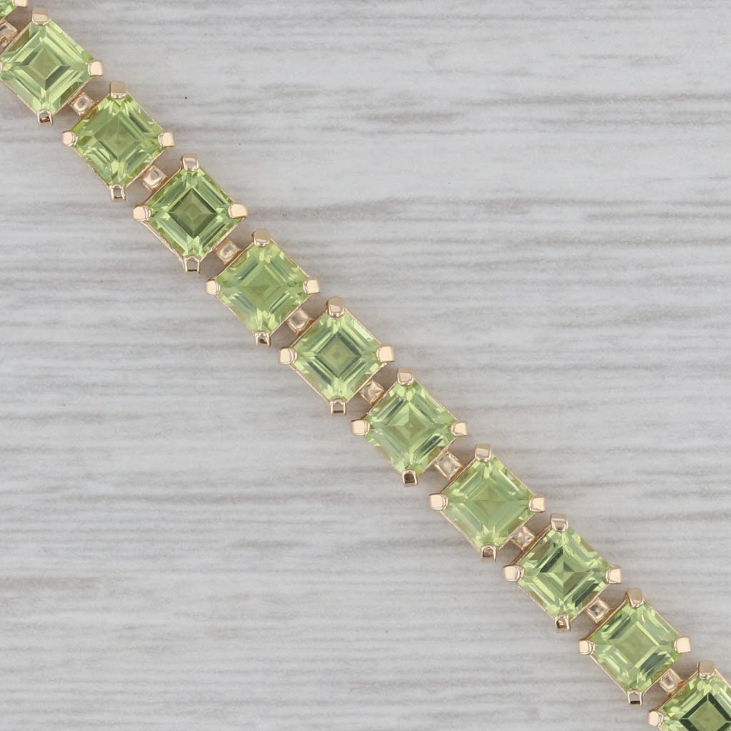 Gray 11.60ctw Peridot 14k Yellow Gold Tennis Bracelet 7.75"