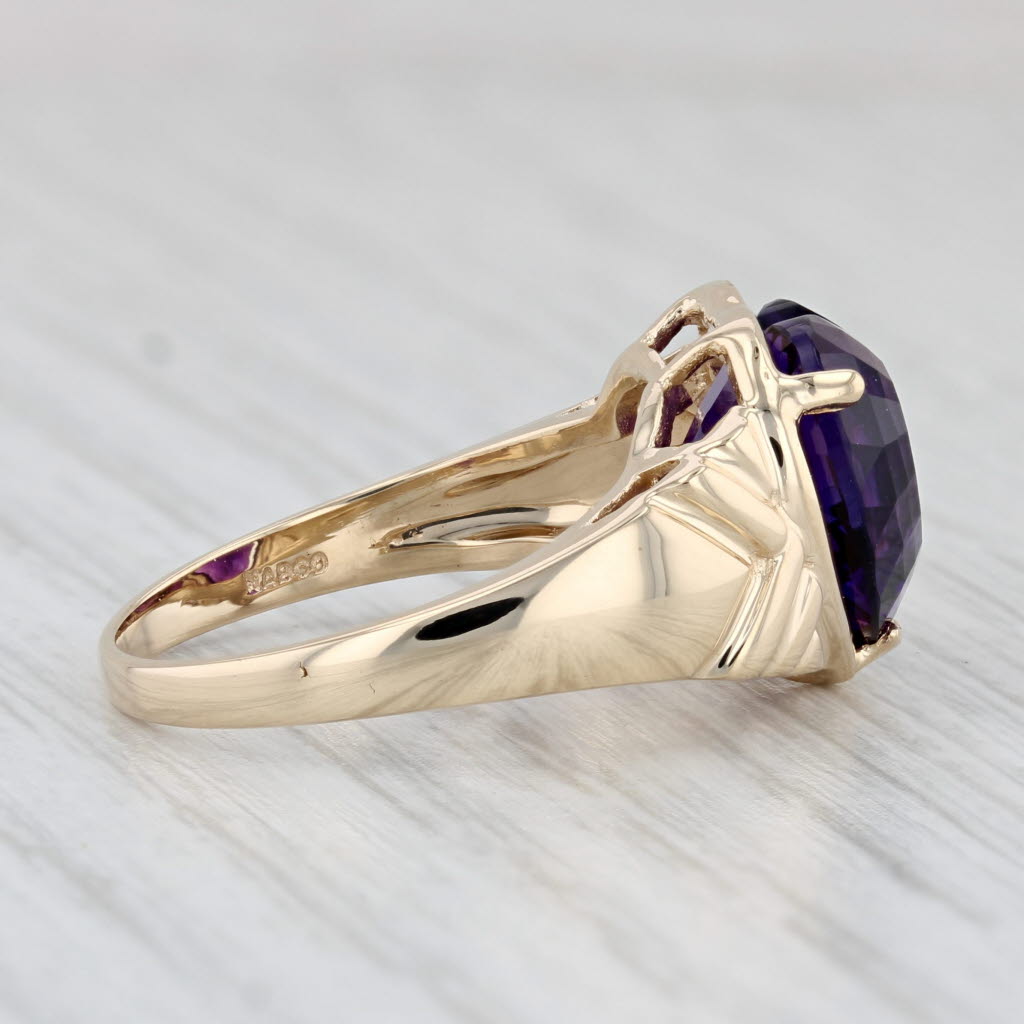 Light Gray 4.50ct Amethyst Solitaire Heart Ring 14k Yellow Gold Size 7.25