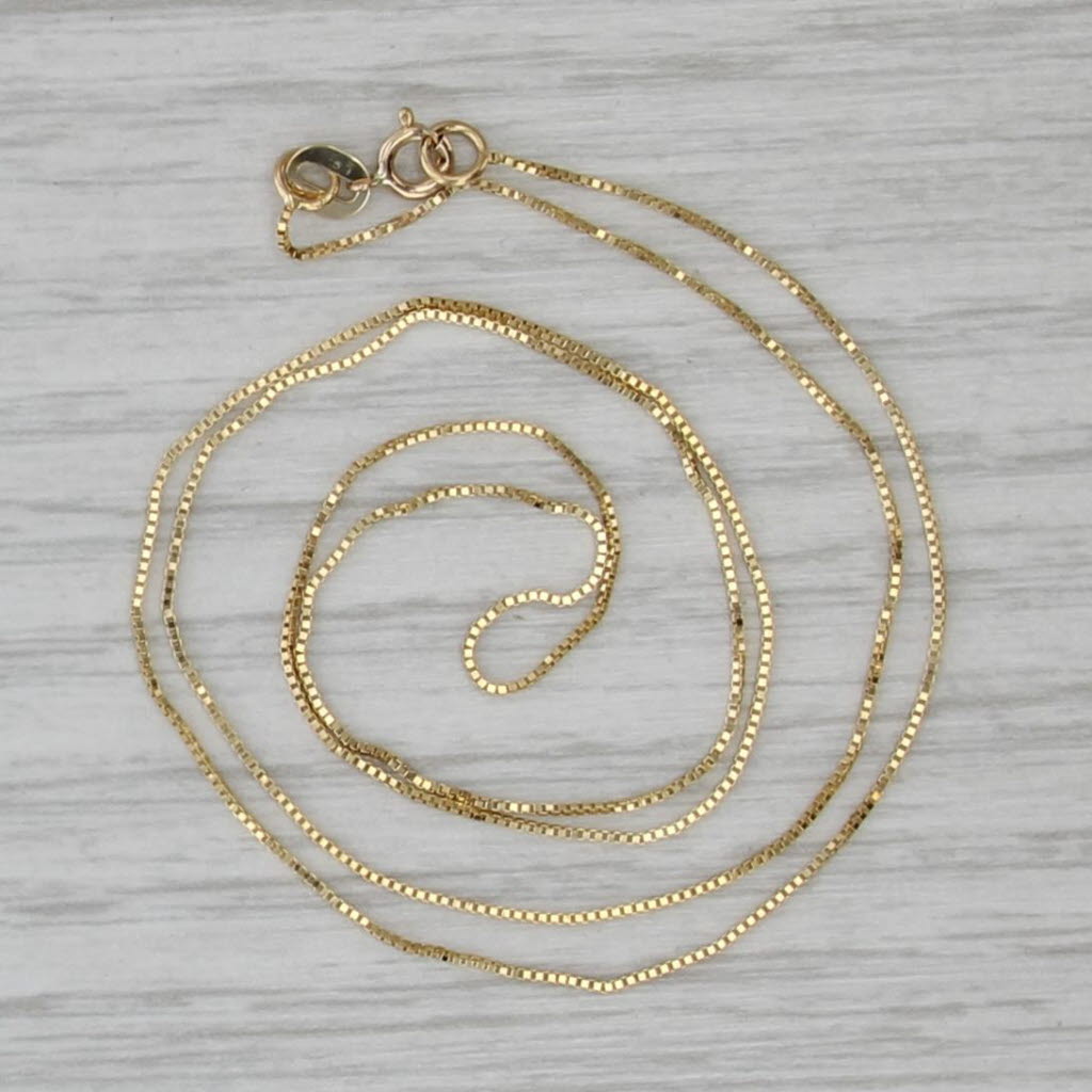 Box Chain Necklace 14k Yellow Gold 18.25" 0.6mm