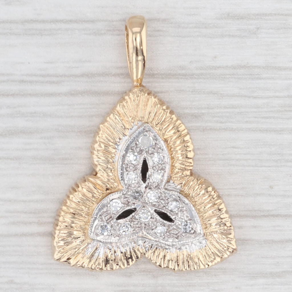 Light Gray 0.18ctw Diamond Celtic Trinity Knot Pendant 14k Yellow White Gold