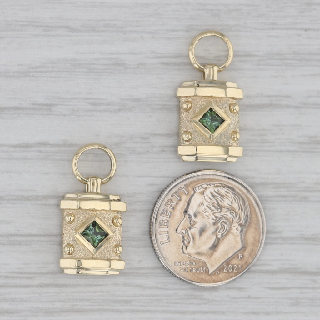 Gray 0.50ctw Green Tourmaline Earring Charms Enhancers 14k Yellow Gold