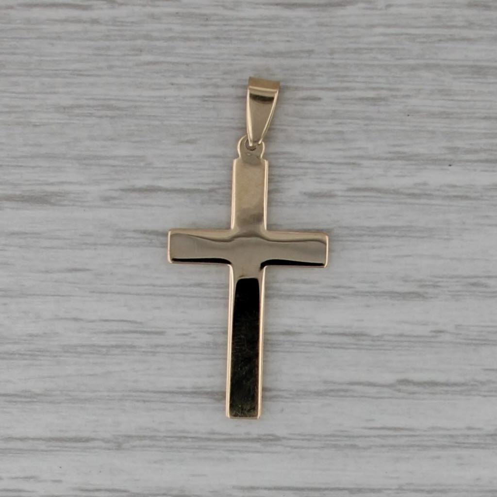 Beveled Cross Pendant 14k Yellow Gold Religious Jewelry