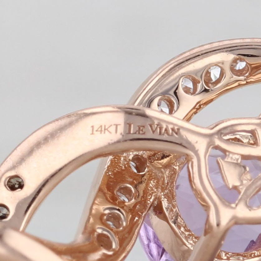 Le Vian 1.35ctw Lilac Amethyst Diamond Swirl Pendant 14k Rose Gold Drop