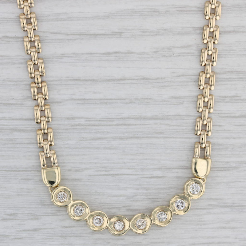 1ctw Diamond Contoured Stations Panther Chain Necklace 14k Yellow Gold 16.25"