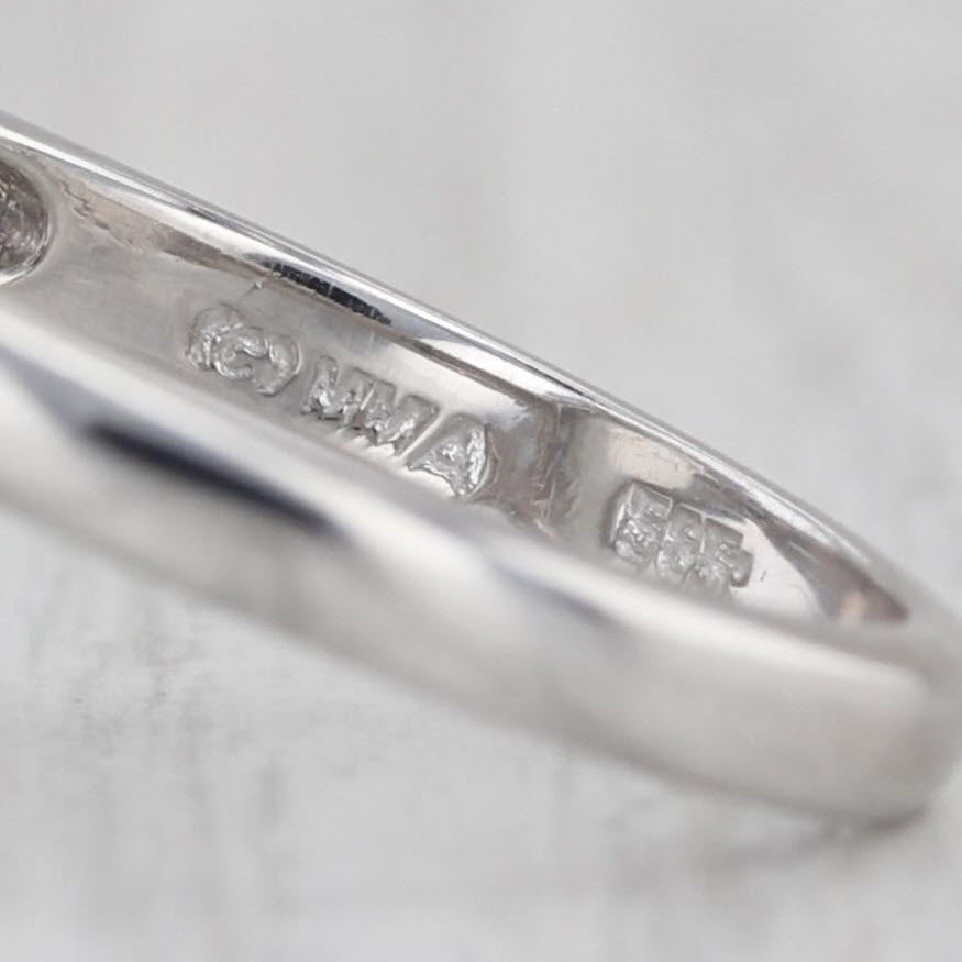 Blue Sapphire Cat's Eye Moonstone Ring 14k White Gold Size 6 Oval Cabochon