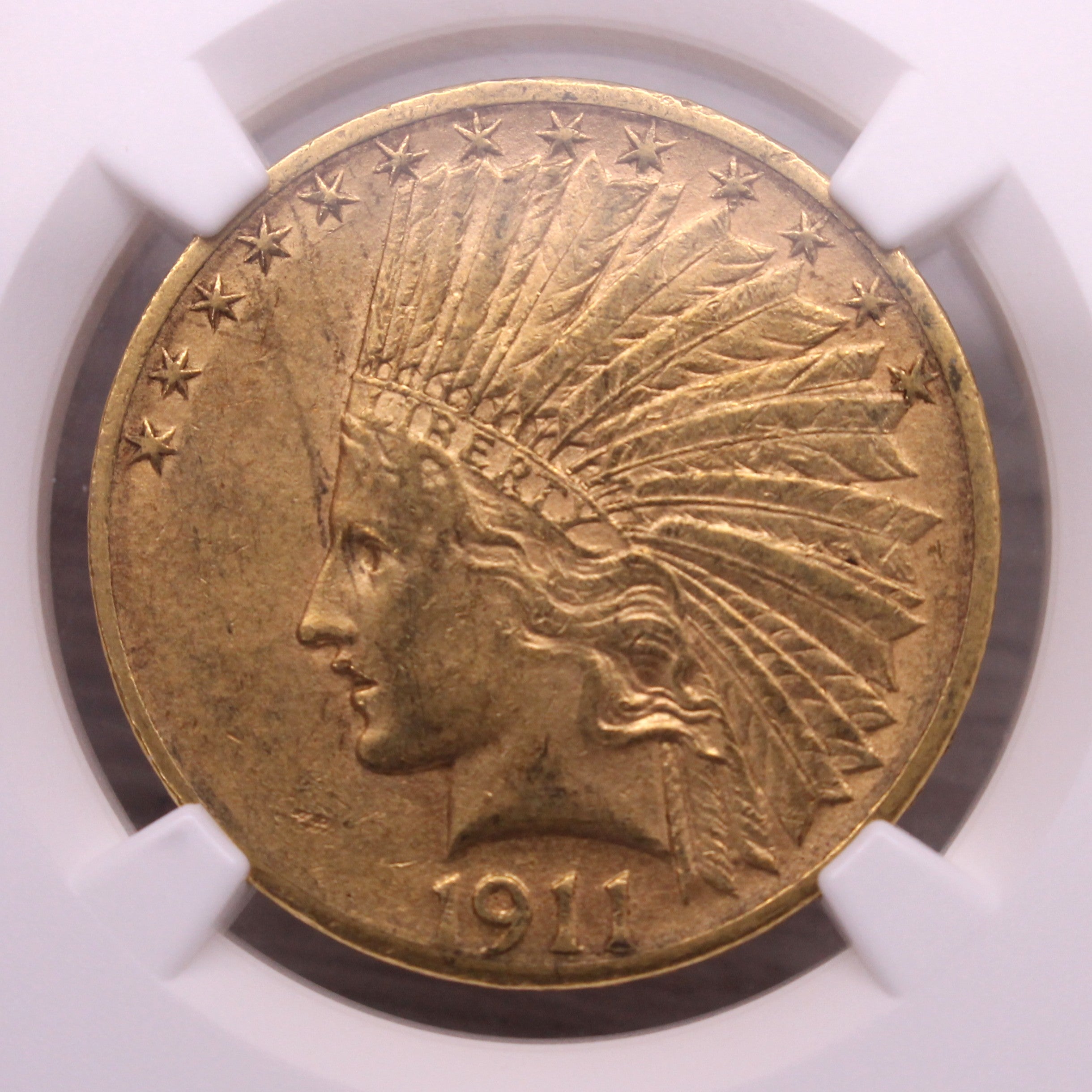 Sienna 1911 D $10 Indian Head US Gold Coin NGC AU55 Rare Key Date