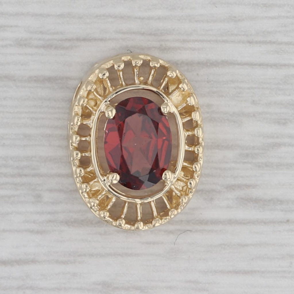 Gray Vintage 0.95ct Garnet Slide Bracelet Charm 14k Yellow Gold Oval Solitaire